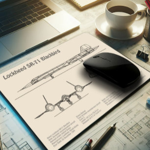 SR-71 Blackbird - Aeroplane Blueprint Plans SD Mouse Mat