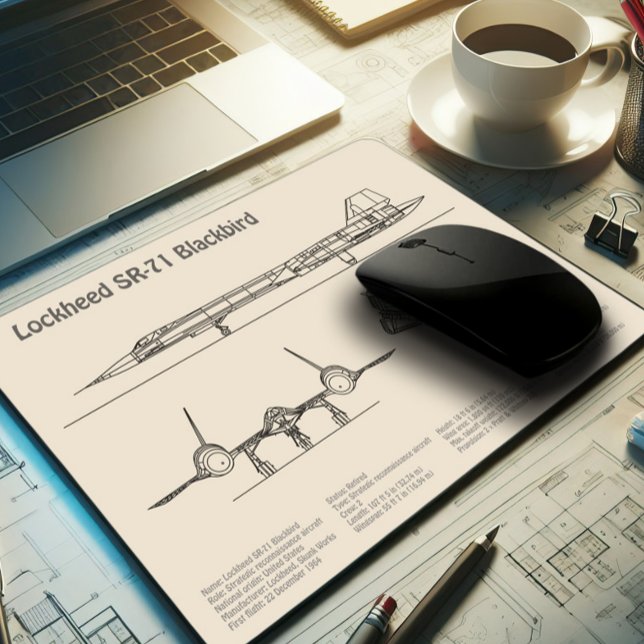 SR-71 Blackbird - Aeroplane Blueprint Plans SD Mouse Mat (Creator Uploaded)