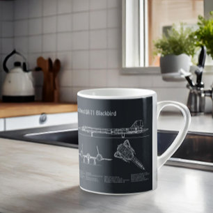 SR-71 Blackbird - Airplane Blueprint Plans PD Coffee Mug