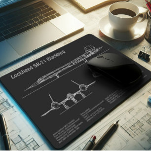 SR-71 Blackbird - Airplane Blueprint Plans PD Mouse Mat