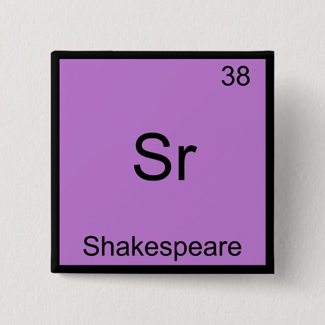 Sr - Shakespeare Funny Chemistry Element Symbol 15 Cm Square Badge (Front)