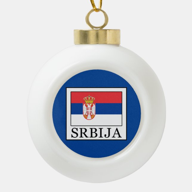 Srbija Ceramic Ball Christmas Ornament (Front)