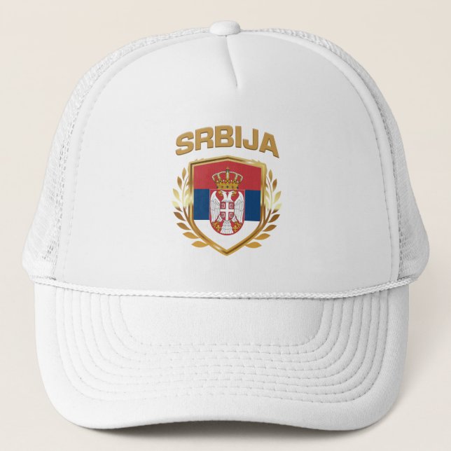 Srbija Flag Shield Serbia Trucker Hat (Front)