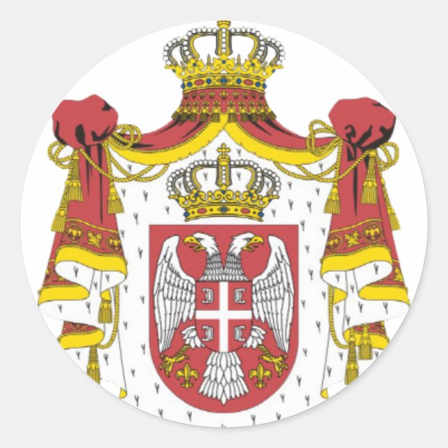 Srbija Grb -  Veliki / Serbian Coat of Arms - Big Classic Round Sticker (Front)