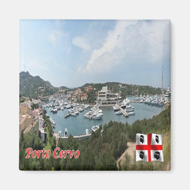 SRD054 PORTO CERVO The Port, Sardinia, Fridge Magnet (Front)