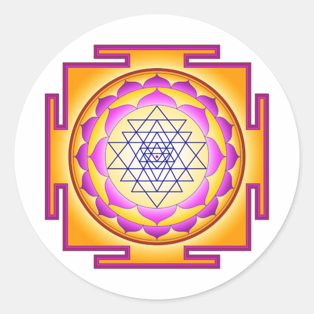 Sri Chakra Goddess Shri Lalitha Tripura Sundari Classic Round Sticker (Front)