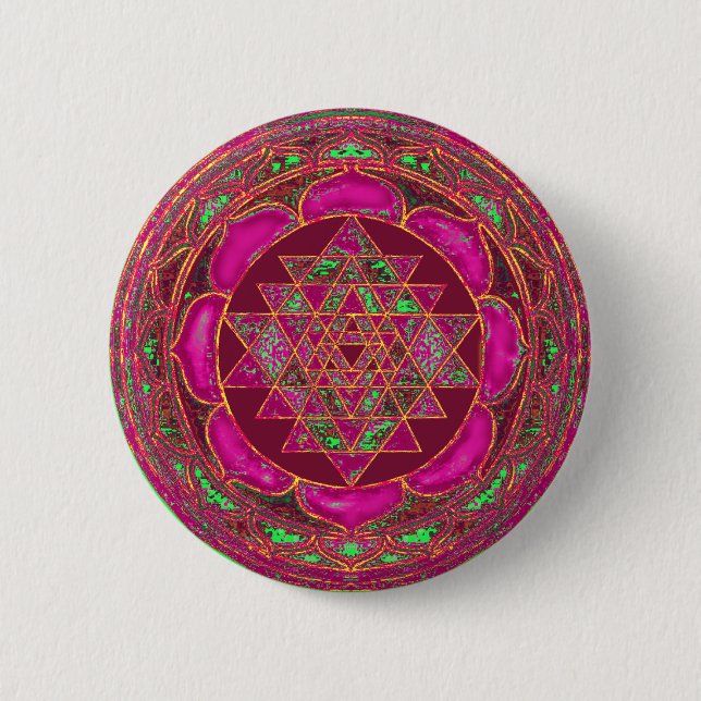 Sri Lakshmi Yantra Mandala 6 Cm Round Badge (Front)