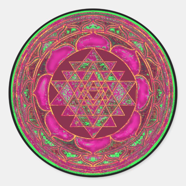 Sri Lakshmi Yantra Mandala Classic Round Sticker (Front)