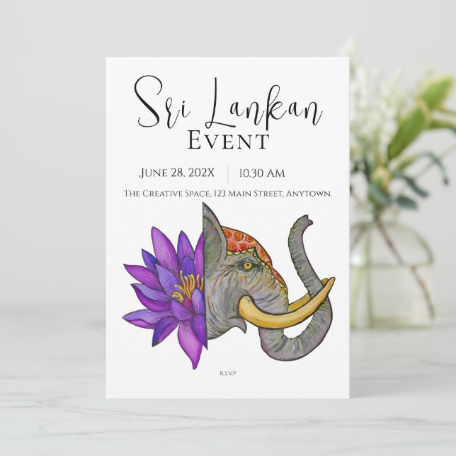 Sri Lanka Artistic Design Invitation (Standing Front)