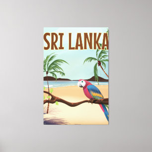 Sri Lanka Beach vintage travel poster Canvas Print