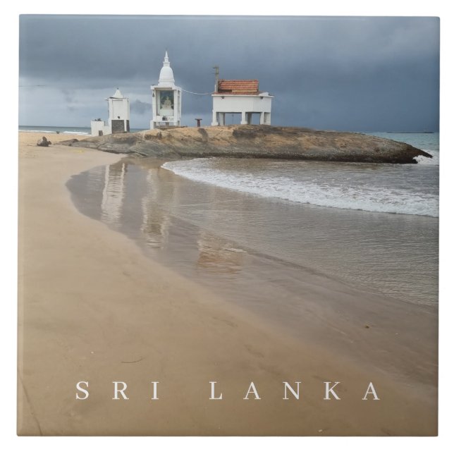 Sri Lanka Buddhist temple view ceramic tile (Front)