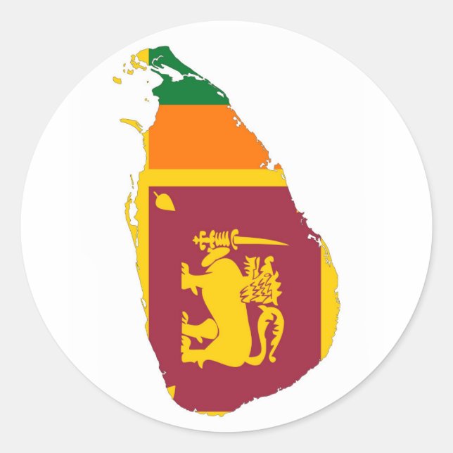 sri lanka country flag map shape silhouette symbol classic round sticker (Front)