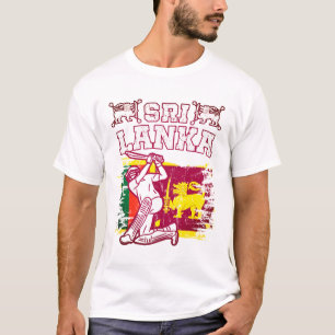 Sri Lanka Cricket Gift, Flag Brush Stroke T-Shirt