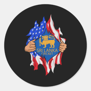 Sri Lanka Cricket Usa Flag Perfect For Lankan Cric Classic Round Sticker