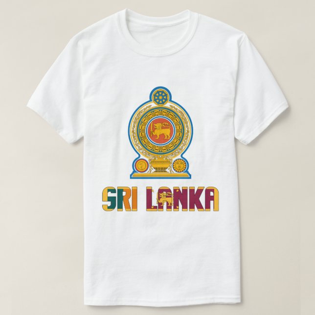 Sri Lanka Flag and Coat Of Arms Patriotic T-Shirt (Design Front)