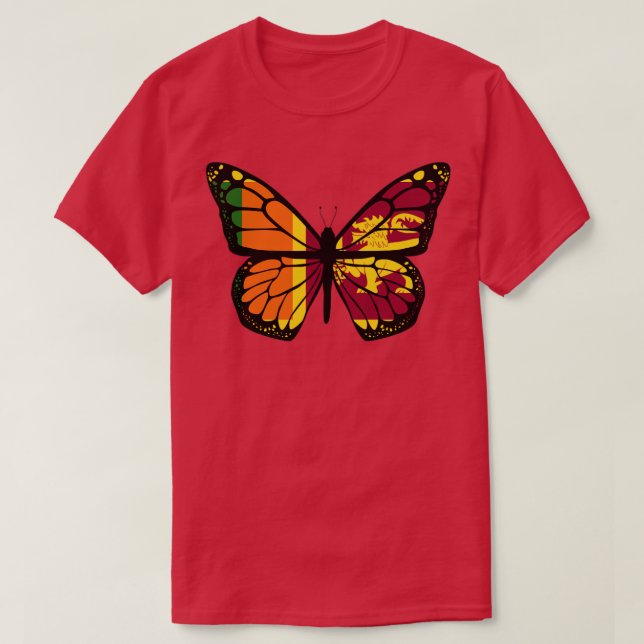 Sri Lanka Flag Butterfly  T-Shirt (Design Front)