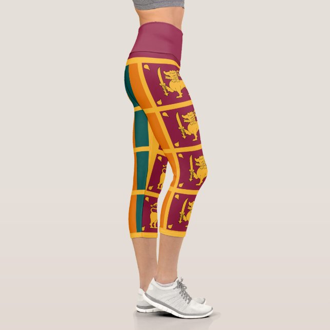 Sri Lanka Flag Capri Leggings (Right)