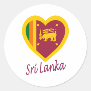 Sri Lanka Flag Heart Classic Round Sticker
