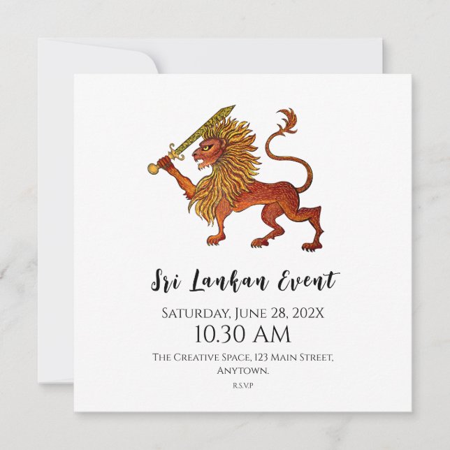 Sri Lanka Flag Lion Flat Card (Front)