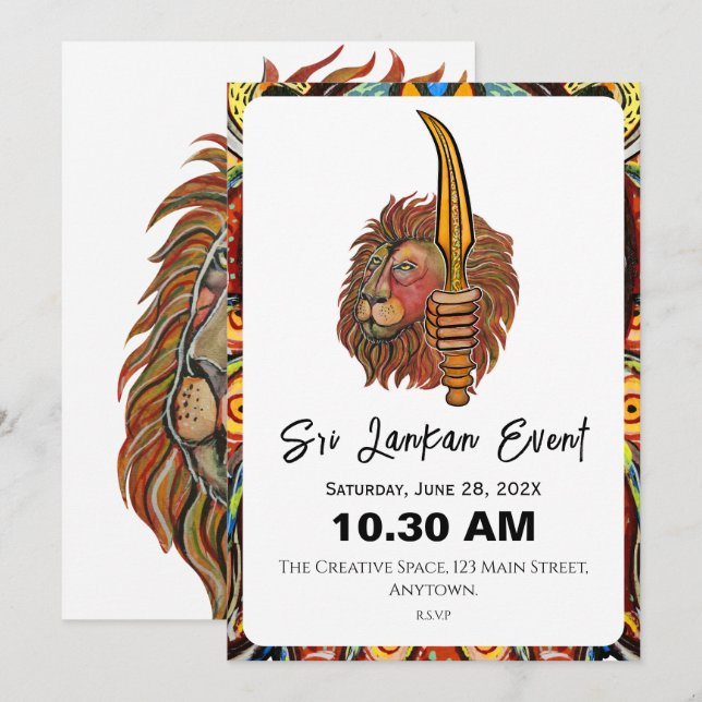 Sri Lanka Flag Lion Flat Card (Front/Back)