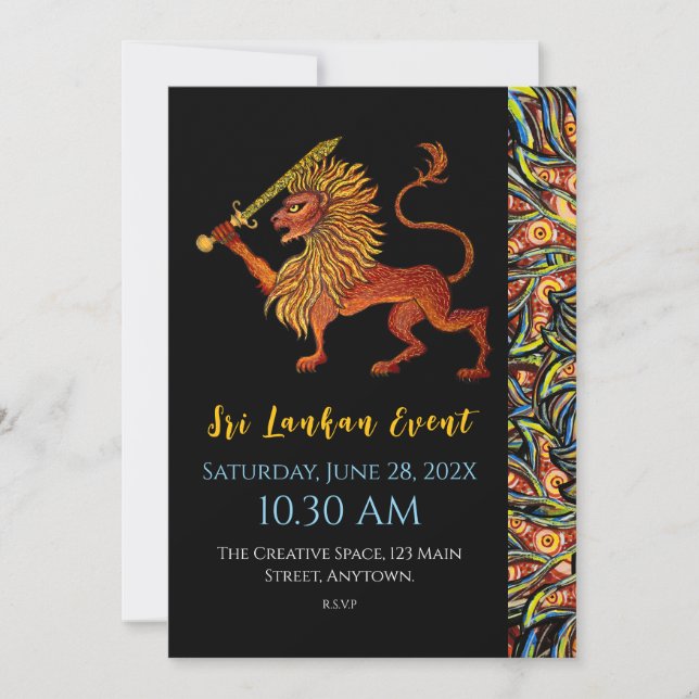 Sri Lanka Flag Lion Flat Card (Front)