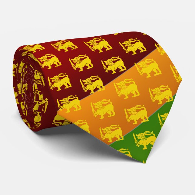 Sri Lanka Flag Lion Tie (Rolled)