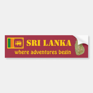Sri Lanka Flag + Map Bumper Sticker