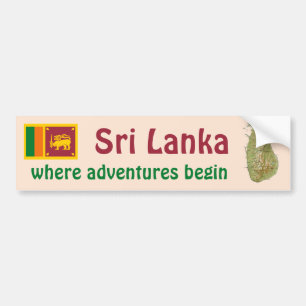 Sri Lanka Flag + Map Bumper Sticker