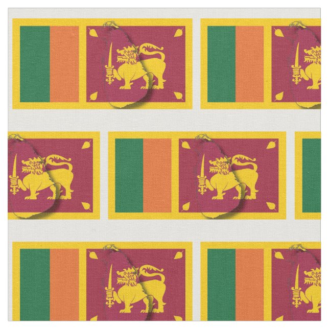 SRI LANKA Flag Map Outline Fabric (Close Up)