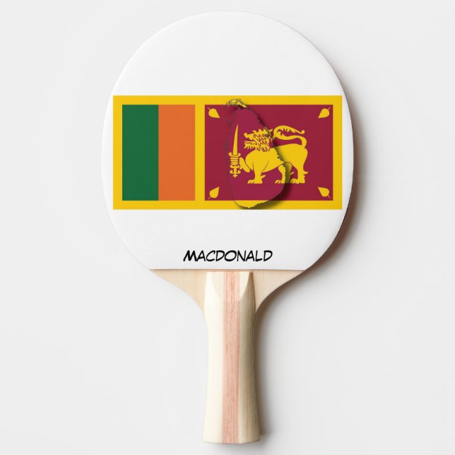 SRI LANKA FLAG & MAP Personalised Ping Pong Paddle (Front)