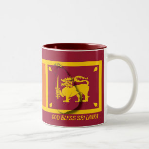 SRI LANKA FLAG MAP Scripture Customised BURGUNDY Two-Tone Coffee Mug