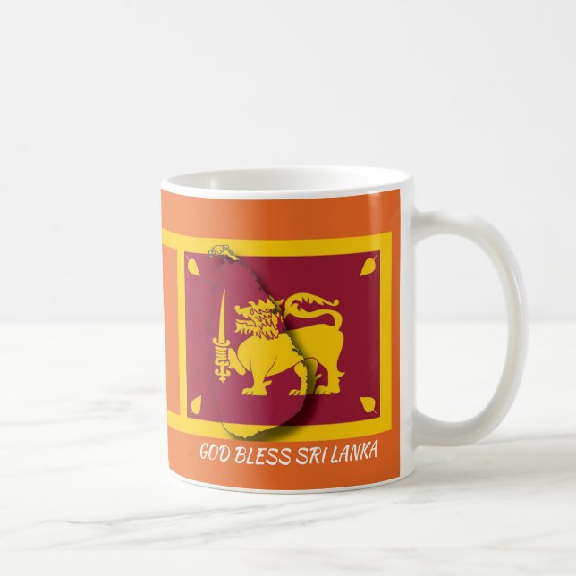 SRI LANKA FLAG MAP Scripture Customised ORANGE Coffee Mug (Right)