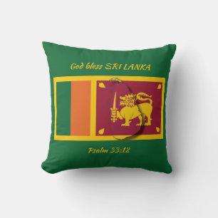 SRI LANKA FLAG Patriotic Scripture Custom GREEN Cushion
