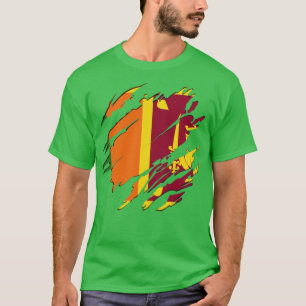 Sri Lanka Flag Scratch  T-Shirt
