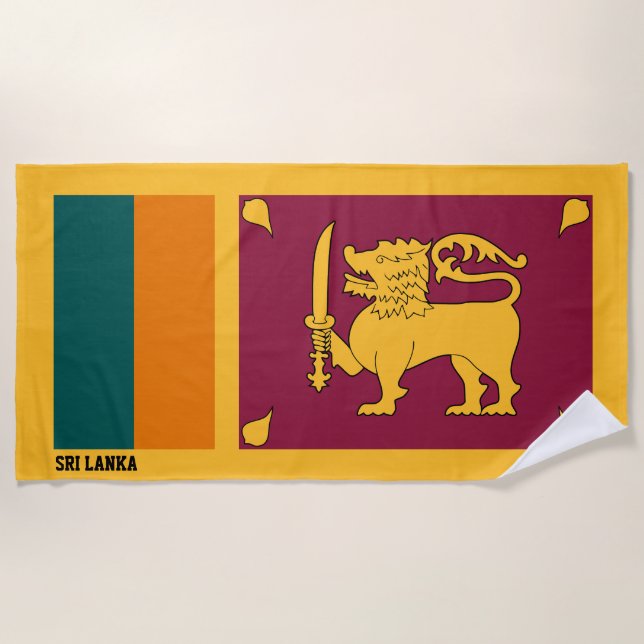 Sri Lanka Flag Splendid Patriotic Beach Towel (Front)