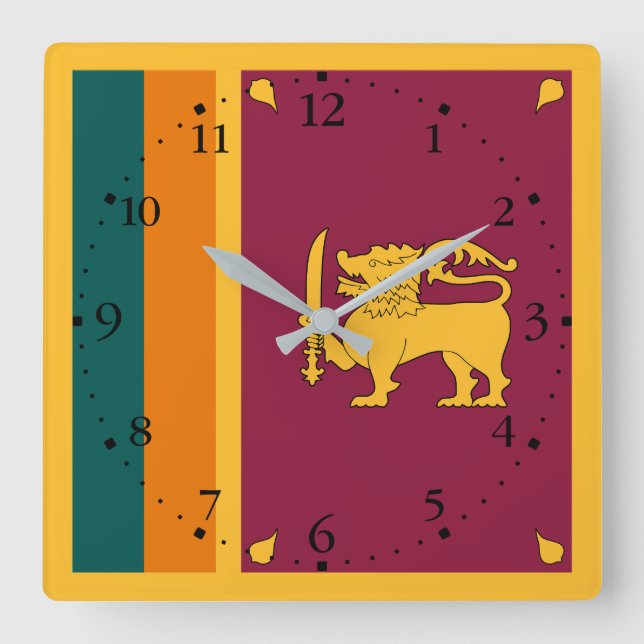 Sri Lanka Flag Square Wall Clock (Front)