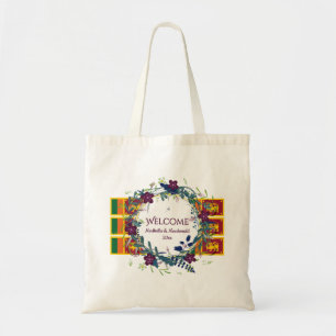 SRI LANKA FLAG WEDDING WELCOME Destination Floral Tote Bag