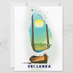 Sri Lanka Illustrated map tourism poster.