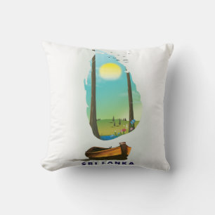 Sri Lanka Illustrated map tourism poster. Cushion