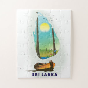 Sri Lanka Illustrated map tourism poster. Jigsaw Puzzle