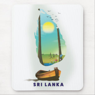 Sri Lanka Illustrated map tourism poster. Mouse Mat