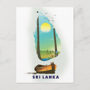 Sri Lanka Illustrated map tourism poster. Postcard