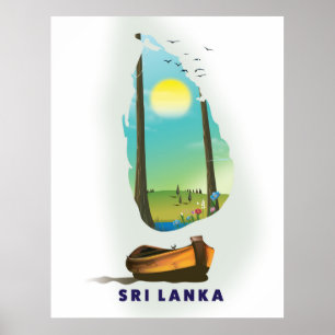 Sri Lanka Illustrated map tourism poster. Poster