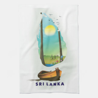 Sri Lanka Illustrated map tourism poster. Tea Towel