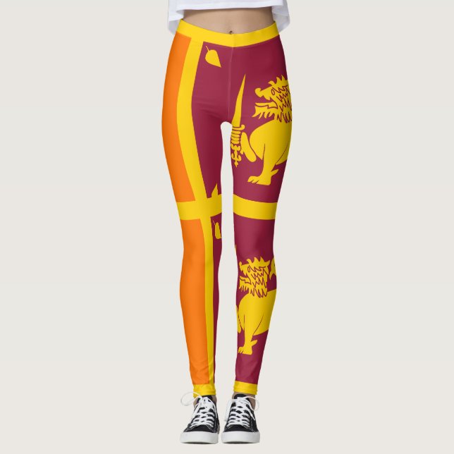 Sri Lanka Island - Lion flag Leggings (Front)
