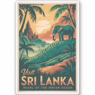 Sri Lanka Landscape Illustration Travel Art Retro