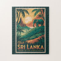 Sri Lanka Landscape Illustration Travel Art Retro