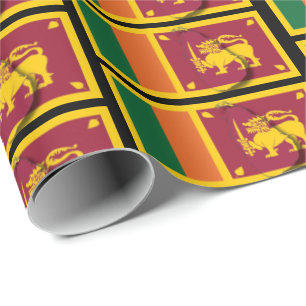 SRI LANKA Map   Sri Lankan Flag Wrapping Paper