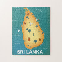 Sri Lanka map travel poster
