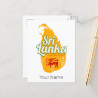 Sri Lanka Map Vintage Holiday Island Souvenir